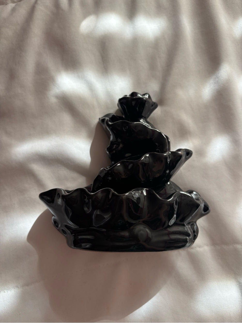 Black Ceramic Backflow Incense Burner Waterfall Smoke Cone Holder
